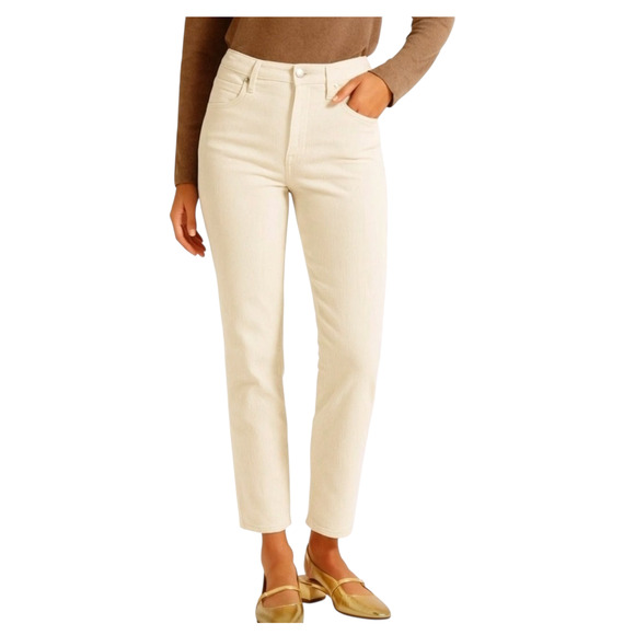 J. Crew Slim Straight Corduroy Pants Ivory White High Rise Ankle Stretch 27 - Picture 1 of 11